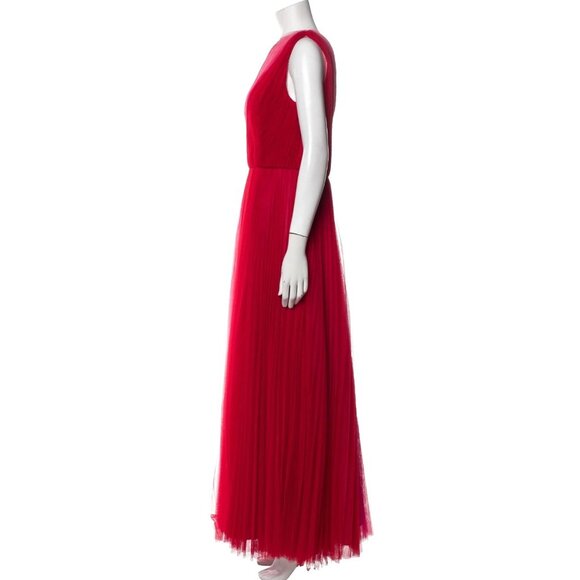 Anthropologie HUTCH Tarina Maxi Gown 2 One Shoulder Dress Pleat Tulle Colorblock - Picture 6 of 10